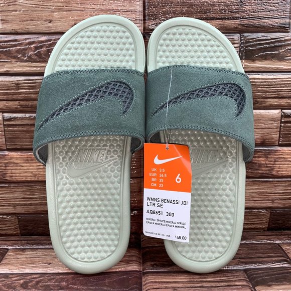 New Nike Benassi JDI Leather SE Mineral Spruce - Picture 8 of 8